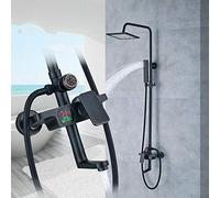Oil Rubbed Bronze Digital Temperature Display Bathroom Shower Faucets Mixer Water Tap 8 Inch Square Bath Shower Faucet Sets,