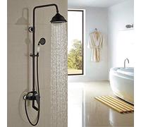 Oil Rubbed Bronze Shower Faucet Set Rainfall Shower Head W/Ceramics Hand Shower Retro Wall Mount,