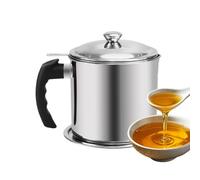 Oil Strainer - Stainless Steel Oil Filter Container Pot, 1300ml Large Capacity Fine Mesh Oil-Filter Can 44oz Grease Storage Pitcher for Filtering Frying-Oil Cooking-Oil Reusable Kitchen Restaurant Use