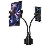 Oilcan Soporte Portavasos Coche para Tablet & Móvil, Doble Porta Tablet Posavasos Coche Cuello de Cisne con Brazo Largo para iPad Mini Air Pro, iPhone, Galaxy Tab, Lenovo, Huawei (4-12,9")