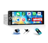 OiLiehu 2G+64G Android 13 Radio 1 DIN Carplay Android Auto Radio para Coche 6,86 Pulgadas con Mirror Link/EQ/Bluetooth/Control del Volante/FM RDS Radio/WiFi/GPS/Camara Marcha Atras