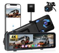 OiLiehu Cámara Salpicadero 4K HD con Pantalla Táctil 10,88 Pulgadas, Cámara Visión Trasera Grabación en Bucle, G-Sensor, Control de Aplicaciones, Visión Nocturna, ADAS, BSD, LCA, Incluye GPS