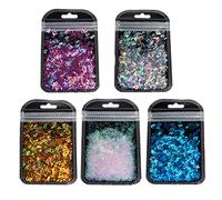 Oilmal Kit de Letras con Purpurina - Alfabeto Holográfico de 5 Colores, Gruesas de Resina Epoxi para Festivales, Lentejuelas Mixtas, 2 g por Letra