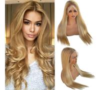 OiMiGO Pelucas de cabello humano con encaje frontal degradado de 13 x 6 pulgadas, color marrón, densidad del 180 %, pelucas de encaje frontal transparente HD con reflejos de colores, sin pegamento