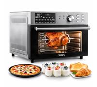 OIMIS Horno Freidora de Aire Caliente,Gris XXL Freidoras de Aire Multifunción sin Aceite,21 Pre Programas，30°-230°,1800W,Recetas, 7 Accesorios, libro de recetas, Dual Cook, freidora de aire, plata