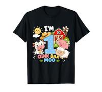 Oink Baa Moo I'm 1 Farm 1st Birthday Kids 1 Yrs Old Party Camiseta