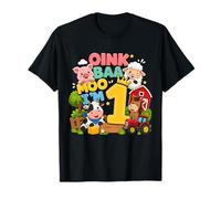 Oink Baa Moo I'm 1 Farm 1st Birthday Kids 1 Yrs Old Party Camiseta