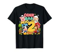 Oink Baa Moo I'm 2 Farm 2nd Birthday Kids 2 Yrs Old Party Camiseta