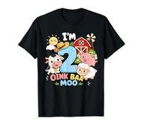 Oink Baa Moo I'm 2 Farm 2nd Birthday Kids 2 Yrs Old Party Camiseta