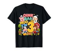 Oink Baa Moo I'm 3 Farm 3rd Birthday Kids 3 Yrs Old Party Camiseta
