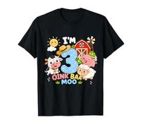 Oink Baa Moo I'm 3 Farm 3rd Birthday Kids 3 Yrs Old Party Camiseta