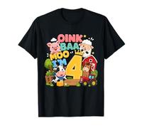 Oink Baa Moo I'm 4 Farm 4th Birthday Kids 4 Yrs Old Party Camiseta