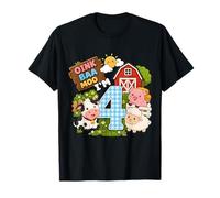 Oink Baa Moo I'm 4 Farm 4th Birthday Kids 4 Yrs Old Party Camiseta