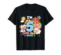 Oink Baa Moo I'm 5 Farm 5th Birthday Kids 5 Yrs Old Party Camiseta
