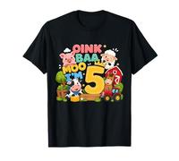Oink Baa Moo I'm 5 Farm 5th Birthday Kids 5 Yrs Old Party Camiseta
