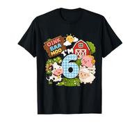 Oink Baa Moo I'm 6 Farm 6th Birthday Kids 6 Yrs Old Party Camiseta