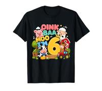 Oink Baa Moo I'm 6 Farm 6th Birthday Kids 6 Yrs Old Party Camiseta