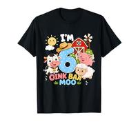 Oink Baa Moo I'm 6 Farm 6th Birthday Kids 6 Yrs Old Party Camiseta