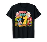Oink Baa Moo I'm 7 Farm 7th Birthday Kids 7 Yrs Old Party Camiseta
