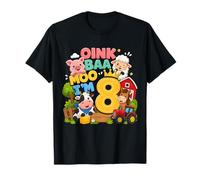 Oink Baa Moo I'm 8 Farm 8th Birthday Kids 8 Yrs Old Party Camiseta