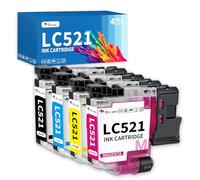 OINKWERE Cartuchos de Tinta LC521 para Brother LC521 Cartuchos LC521VAL Value Pack para DCP-J1310DW DCP-J1360DW DCP-J1460DW DCP-J1313DW DCP-J1260W J1310DW J1360DW J1460DW (4-Pack)