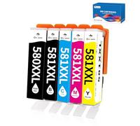 OINKWERE PGI 580XXL CLI 581XXL Cartucho de Tinta Compatibles para Canon 580 581 5-Paquetes para Pixma TR8550 TS705 TS6350 TS8350 TS8250 TS6150 TS9550 TS6151 TR8500 Series (PGBK/BK/C/M/Y, 5 Pack)