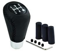 OINTJWWO Pomo Palanca Cambios 5 Velocidades en Cuero para Suzuki Samurai Jimny Ignis SX4, Universal Antideslizante con 3 Adaptadores 8/10/12mm Recambio Coche Accesorios,B/Black