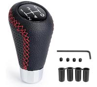OINTJWWO Pomos para Palanca De Coche para Kia Picanto 2006-2019, Universal Cuero 5 Velocidades Manual Perilla de Cambio Protector La Cubierta con Adaptadores Interior Piezas,B/Black Red Line