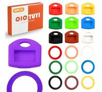 OioTuyi 20 tapas y marcadores para llaves - 2 estilos (redondo/rectangular) 10 colores, funda para llave y anillos de identificación para llaves de casa