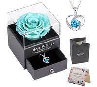 OIOYLEY Real Rosa Eterna, Preservada Rosas Eternas Natural Hecha a Mano con Collar, Románticos Regalo Mujer Mamá Novia Hija, Cumpleaños Aniversario Navidad, San Valentín, Día de la Madre