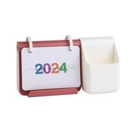 Oiqippnbv 1 soporte para bolígrafo de escritorio 2024, bloque de calendario mensual de ABS para decoración de oficina