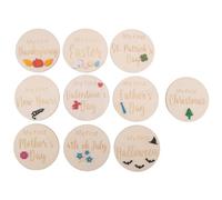 Oiqippnbv 10 Piezas Vacaciones Tarjetas DecoracióN Conjunto RúStico Madera Meses Signos Adornos ReciéN Nacido FotografíA Prop B