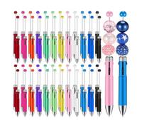 Oiqippnbv 50 bolígrafos de plástico con cuentas a granel, multicolor, bonitos bolígrafos de cuentas de 1,0 mm, bolígrafos con cuentas 4 en 1, suministros de graduación B