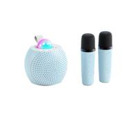 Oiqippnbv Altavoz Bluetooth portátil para karaoke, micrófono inalámbrico, altavoz Bluetooth para exteriores, luz ambiental de color portátil con 2 micrófonos inalámbricos, luces LED para fiestas de