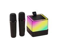 Oiqippnbv Altavoz inalámbrico Bluetooth portátil con micrófono Bluetooth, altavoz de karaoke portátil para exteriores, luz ambiental, karaoke, centro de música, de sonido, luces LED para