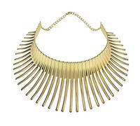 Oiqippnbv Collar Africano Grande para Mujer Estilo Indio AleacióN de FlexióN Gran Espina Collar Llamativo Gargantilla Dorado