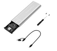 Oiqippnbv Dual Protocol M2 SSD Case M.2 NVMe NGFF Caja de unidad de estado sólido USB 3.1 Tipo C Gen2 10Gbps Soporta teclas M y B y M, color plateado