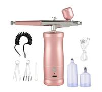 Oiqippnbv Kit de aerógrafo recargable de mano, portátil, para arte de uñas, barbero, maquillaje, pastel, fácil de usar, color rosa
