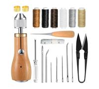 Oiqippnbv Kit de Costura para Reparación de Tapicería,Kit de Costura de con Punzón de Costura,Kit de Costura Resistente con Agujas de Coser A Mano