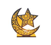 Oiqippnbv Lámpara decorativa de madera para festivales de Oriente Medio Eid, lámpara decorativa LED de luna, fácil de instalar, fácil de usar