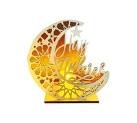 Oiqippnbv Lámpara decorativa de madera para festivales de Oriente Medio Eid, lámpara decorativa LED de luna, fácil de instalar