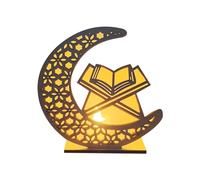 Oiqippnbv Lámpara decorativa de madera para festivales de Oriente Medio Eid, lámpara decorativa LED de luna, fácil de instalar, fácil de usar