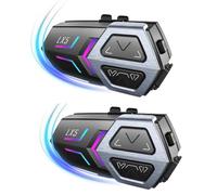Oiqippnbv LX5 - Auriculares para casco de motocicleta, intercomunicador de malla para 10 ciclistas, 2000 m, altavoz manos libres, Bluetooth 5.3 impermeable, 2 unidades