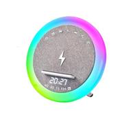Oiqippnbv Reloj despertador portátil inalámbrico con altavoz Bluetooth, altavoz inalámbrico Bluetooth con luz LED, altavoz de carga inalámbrica de 15 W, ruido , ayuda para dormir, reproductor de