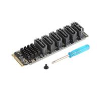 Oiqippnbv Tarjeta adaptadora M.2 a SATA3.0, PCB de 6 Gbps de alta velocidad ASM1166 M.2 PCIE a , tarjeta de expansión compatible con 6 dispositivos