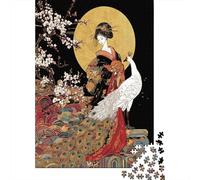 Oiran japonésWhite Pavo Real in The Cherry BlossomsRompecabezas De 1000 Piezas para Adultos, Juegos Educativos38x26cm/1000pcs