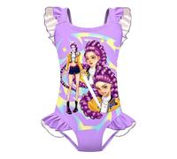 Oirigaga Traje de baño para niña, traje de baño de una pieza con espalda alta, tirantes anchos y volantes para adolescentes, traje de baño elástico, traje de baño de secado rápido para niños de 6 a 14