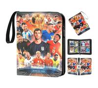 Oirigaga WM 2026 - Álbum de cartas coleccionables de fútbol, 4 bolsillos, 50 fundas para 400 tarjetas, tarjetas de fútbol, álbum de recortes, libro de colección con cremallera, asa de transporte
