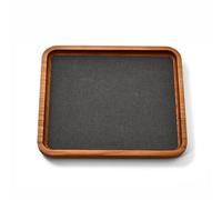 Oirlv Bandejas de joyería de madera maciza, pequeña bandeja para joyas para anillos, pendientes, pulseras, soporte para collares, organizador (mediano, gris oscuro)