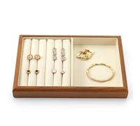 Oirlv Bandejas De Madera Maciza Multifuncionales Para Joyas, Apilables, Organizador De Joyas(Blanco Crema)